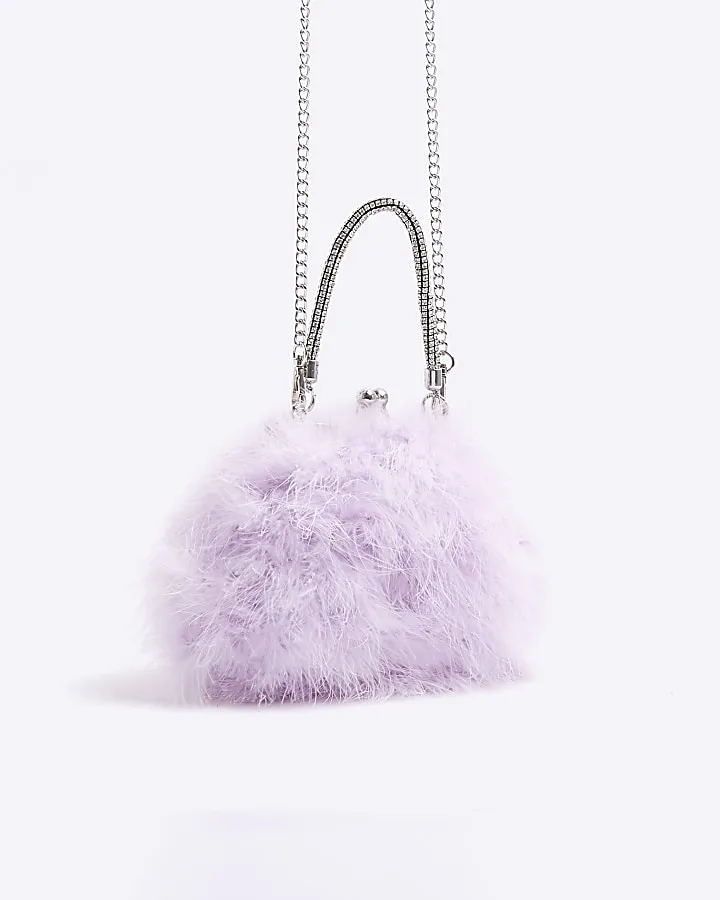 Purple feather cross body bag