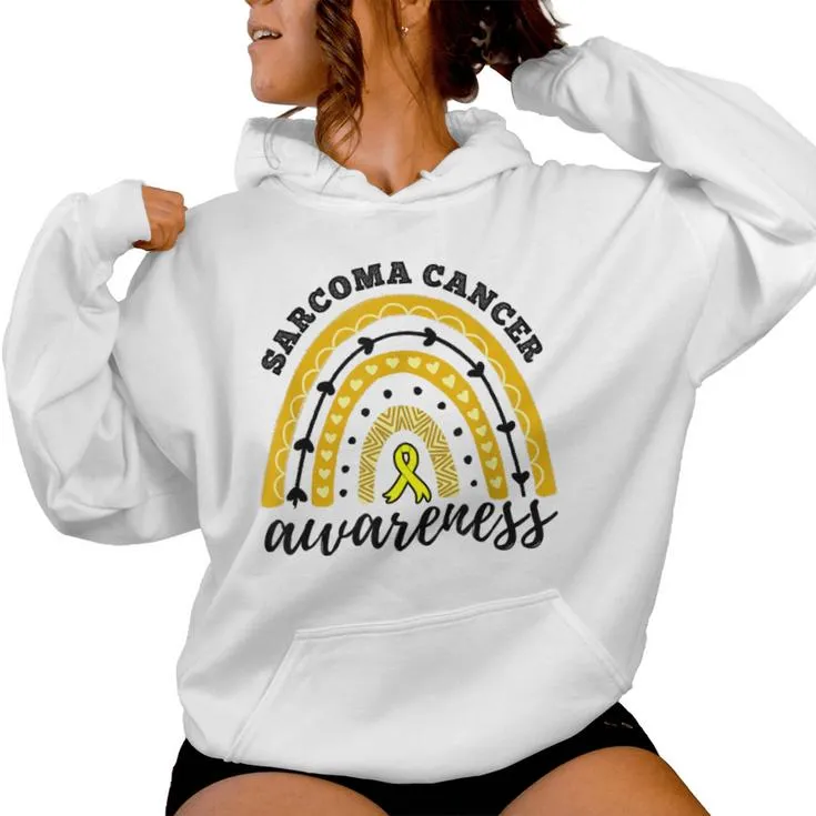 Rainbow Yellow Ribbon Sarcoma Cancer Awareness Women Hoodie