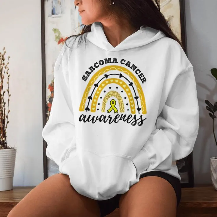 Rainbow Yellow Ribbon Sarcoma Cancer Awareness Women Hoodie