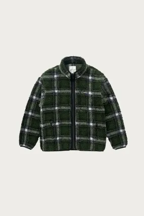 Shadow Plaid Sherpa Jacket - Olive Shadow Plaid