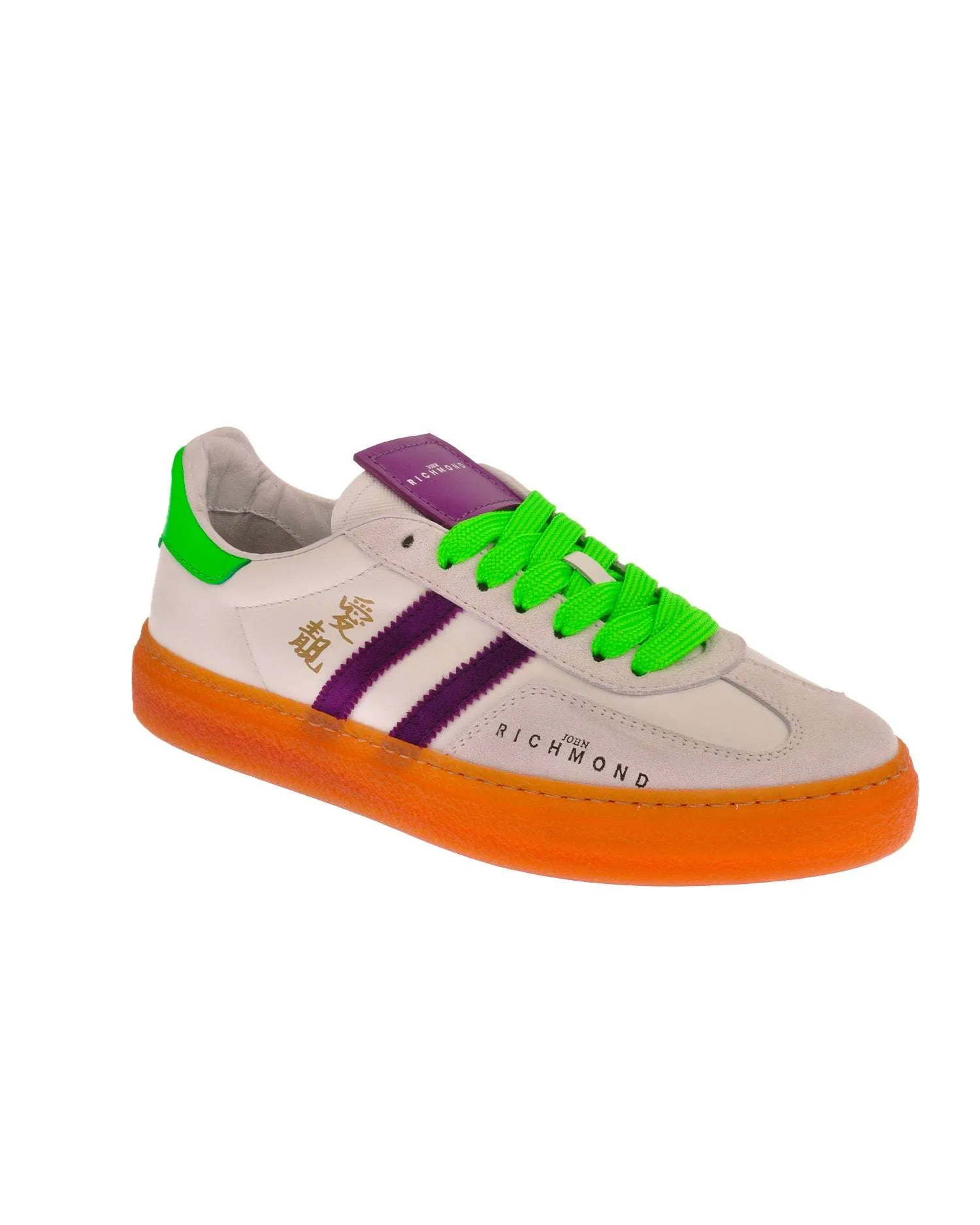 Sneakers in pelle con logo e bande laterali