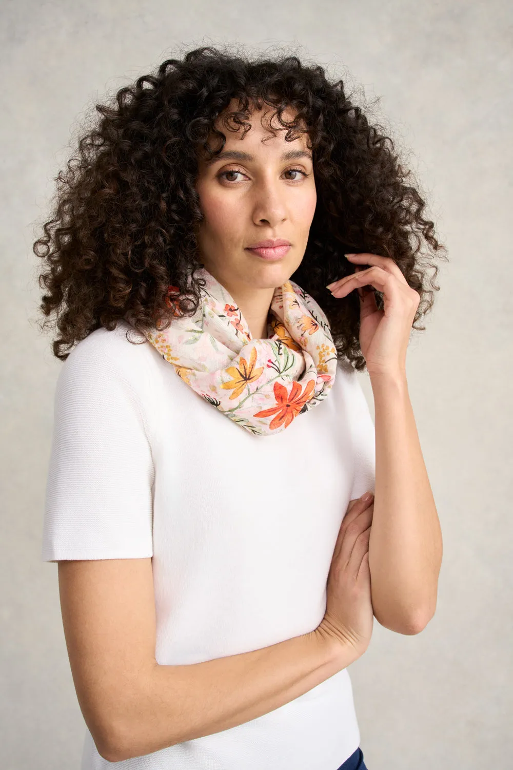 Spring Floral Linen Scarf