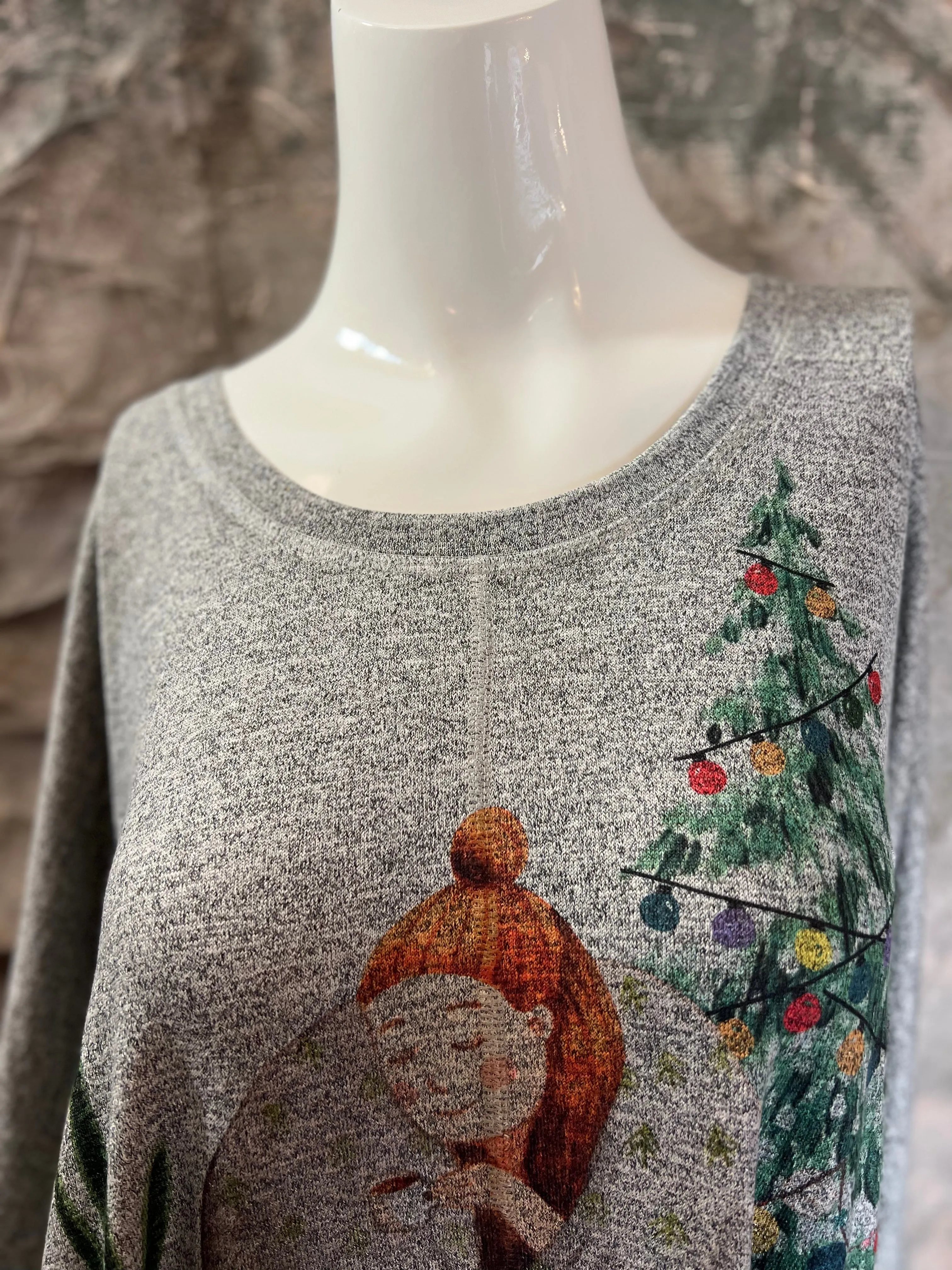 T1086AT O/S Uneven Hem Pullover-Ho-Ho-Home!