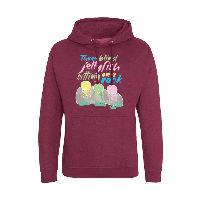 Three Blind Jellyfish Adult Hoodie - Burgandy Smoke