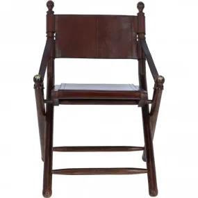 Vintage Folding Leather Chair Chestnut: LF-190