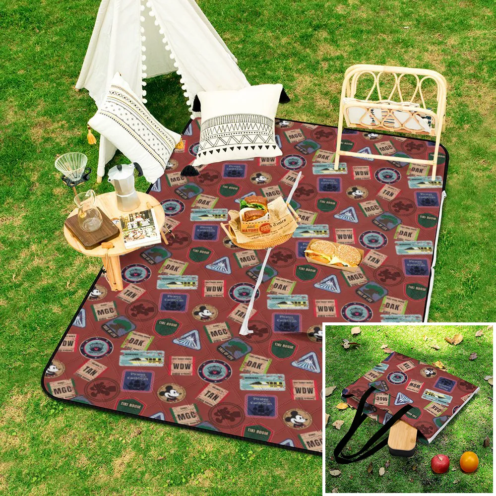 Vintage Travel Zipper Picnic Mat