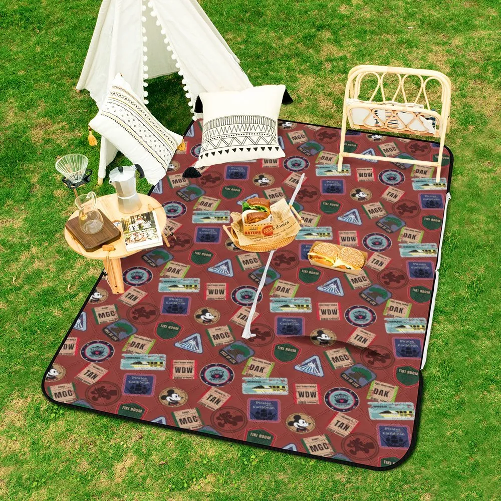 Vintage Travel Zipper Picnic Mat