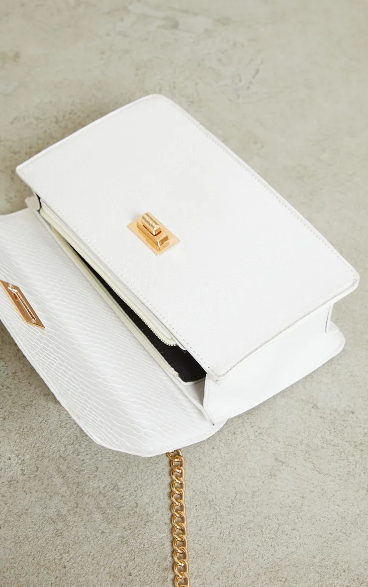 White Croc Chain Cross Body Bag | Accessories