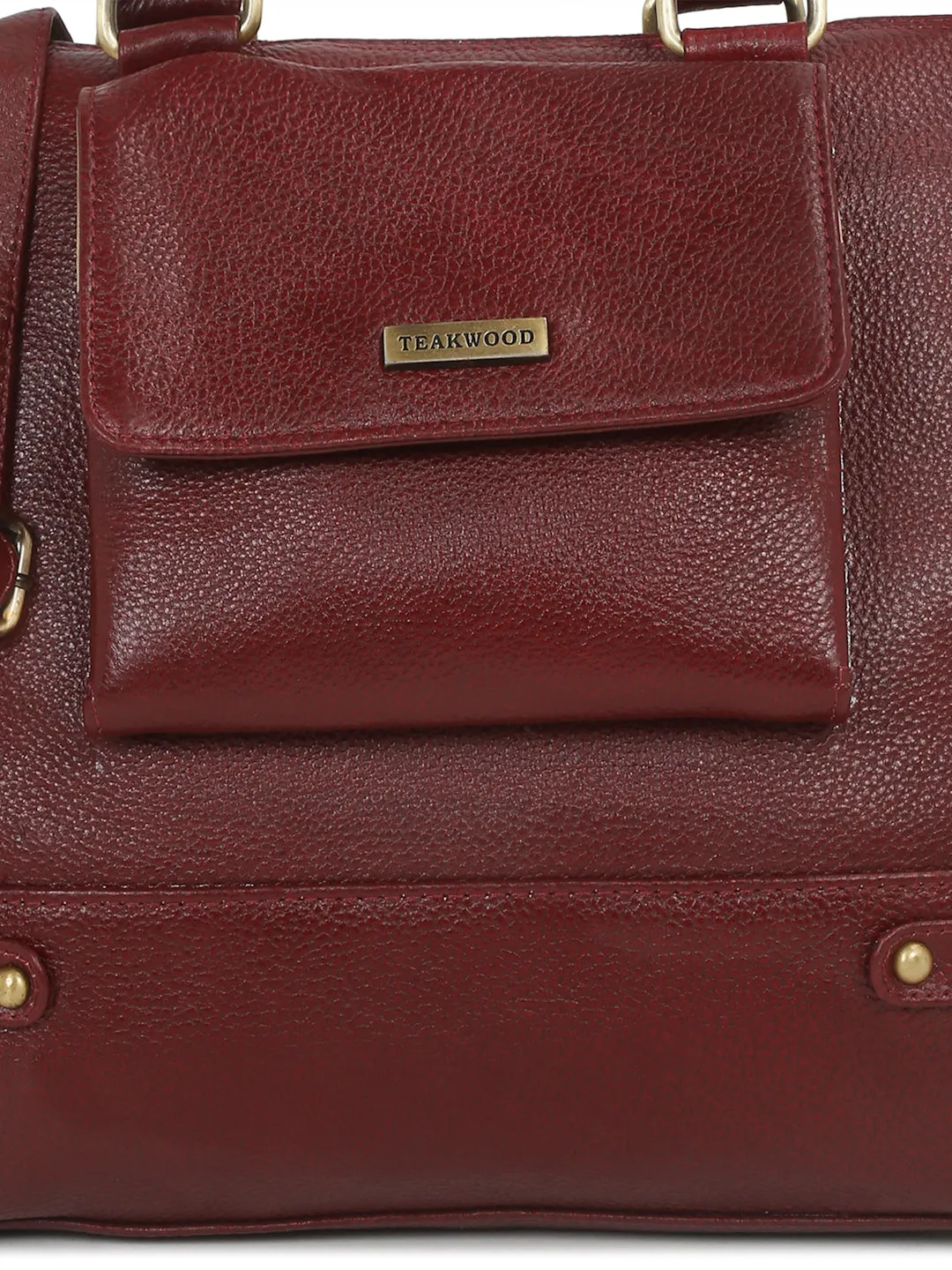 Women Leather Red Structured Handheld Bag