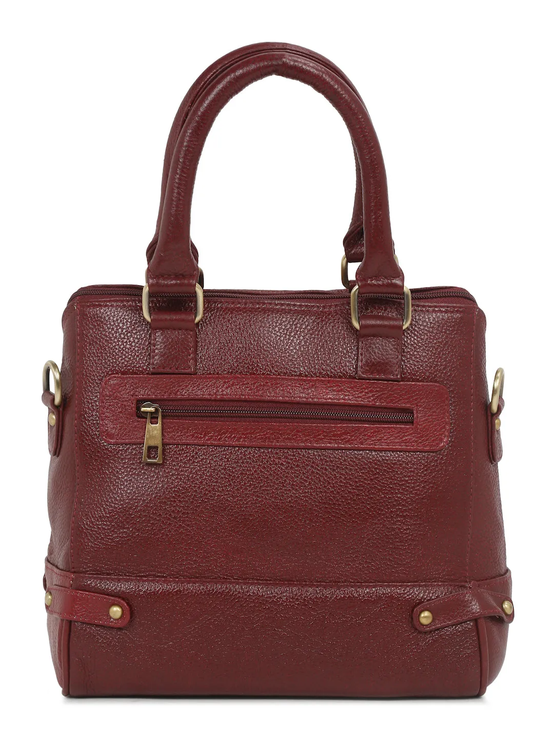 Women Leather Red Structured Handheld Bag