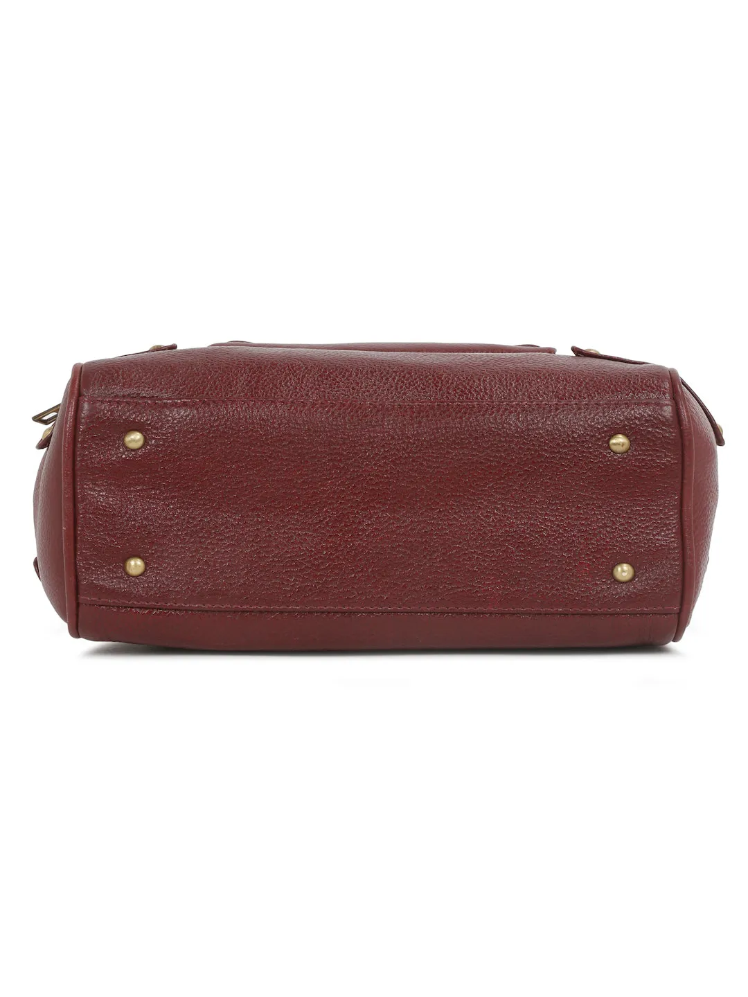 Women Leather Red Structured Handheld Bag