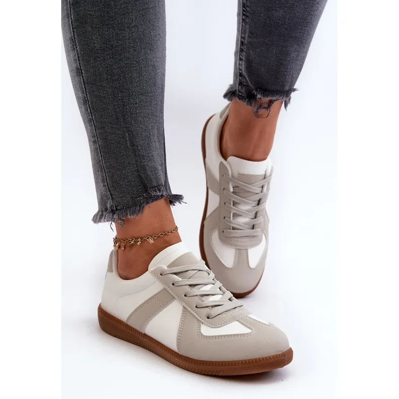 Women's Low Sneakers White and Gray Braidn