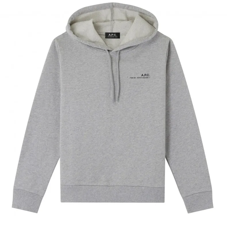 Women's A.P.C. Item Pullover Hooded Sweatshirt (Grey Heather)